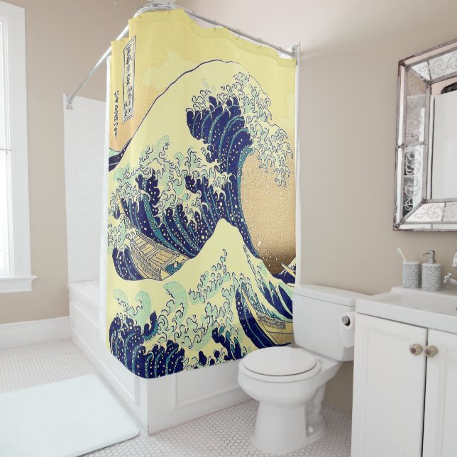 The Great Wave Thirty-six Views of Mt.Fuji  Shower Curtain (In Situ)