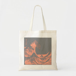 The Great Wave Tote Bag Peach & Grey