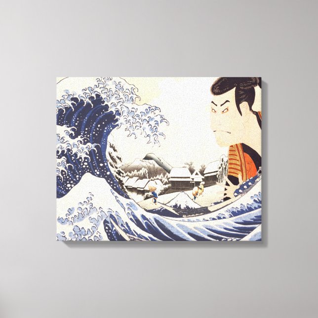 The Great Wave Ukiyoe Collages Canvas Print (Front)