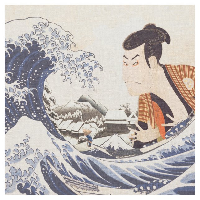 The Great Wave Ukiyoe Collages Fabric (Close Up)