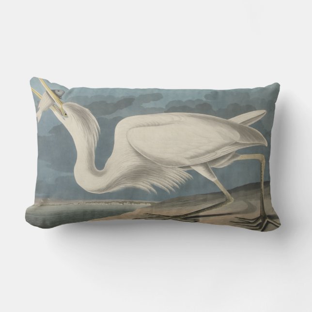 The Great White Heron Lumbar Cushion (Front)