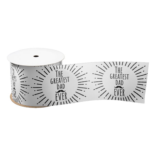 The Greatest Dad Ever Vintage Moustache Satin Ribbon (Spool)