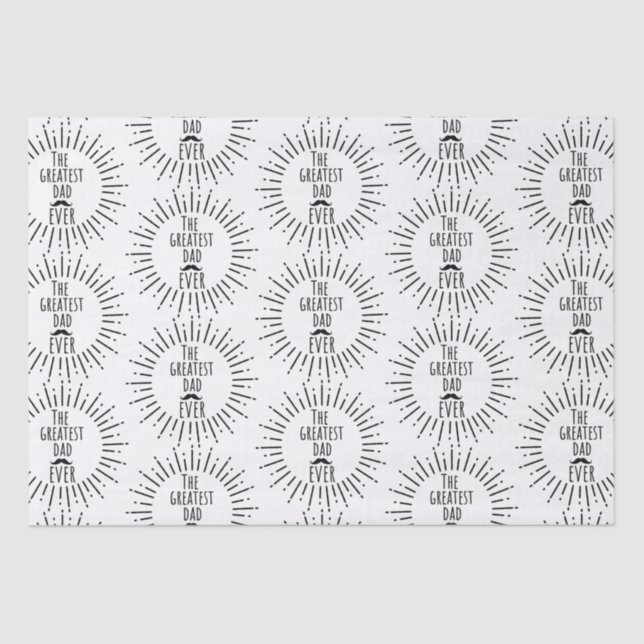 The Greatest Dad Ever Vintage Moustache Tissue Paper (Front)