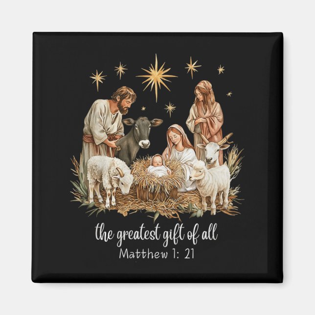 The Greatest For All Christmas Nativity Jesus Chri Magnet (Front)
