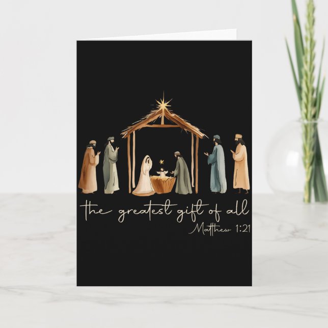 The Greatest Gift For All Christmas Nativity Jesus Card (Front)