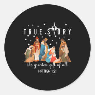 The Greatest Gift For All Christmas Nativity Jesus Classic Round Sticker