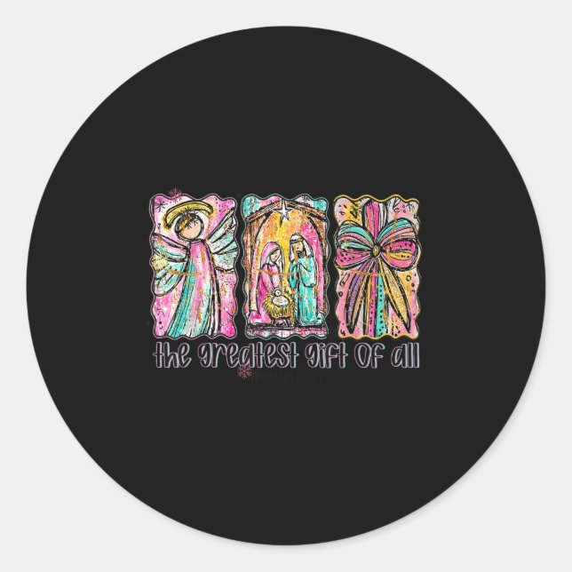 The Greatest Gift For All Christmas Nativity Jesus Classic Round Sticker (Front)