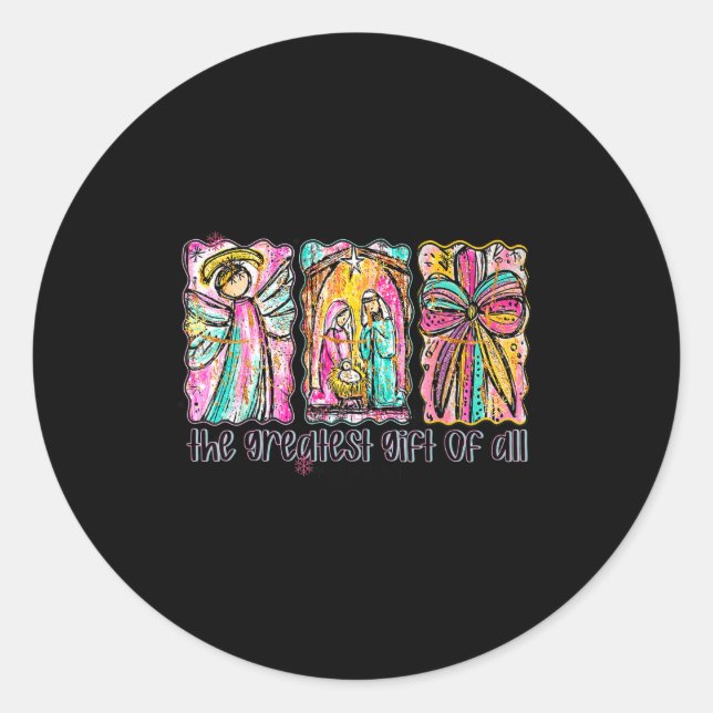 The Greatest Gift For All Christmas Nativity Jesus Classic Round Sticker (Front)