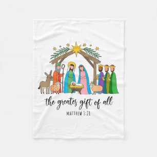 The Greatest Gift For All Christmas Nativity Jesus Fleece Blanket
