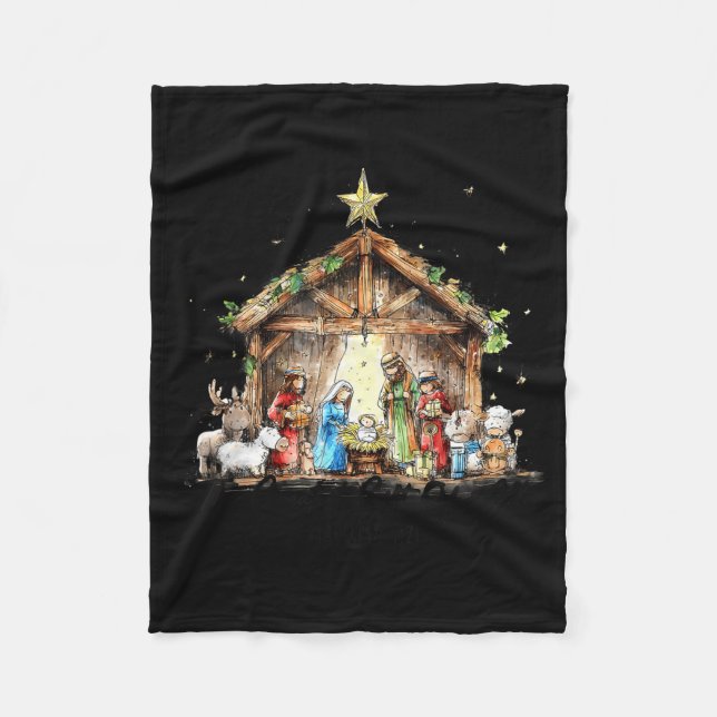 The Greatest Gift For All Christmas Nativity Jesus Fleece Blanket (Front)