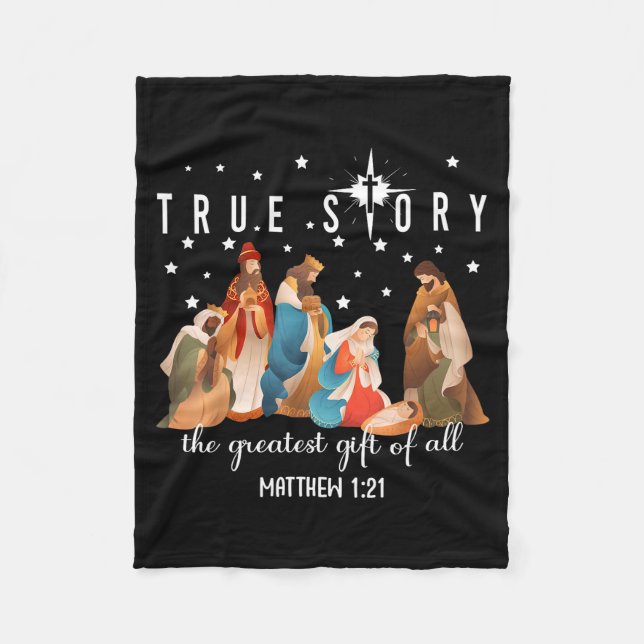 The Greatest Gift For All Christmas Nativity Jesus Fleece Blanket (Front)
