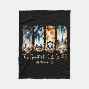 The Greatest Gift For All Christmas Nativity Jesus Fleece Blanket