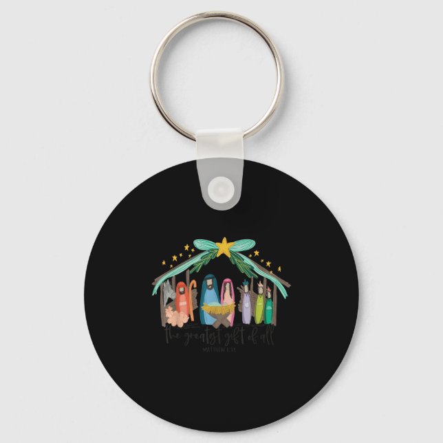 The Greatest Gift For All Christmas Nativity Jesus Key Ring (Front)