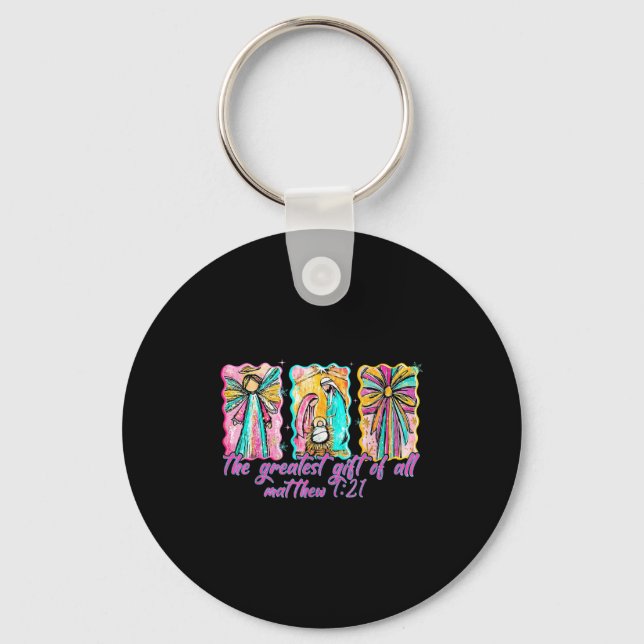 The Greatest Gift For All Christmas Nativity Jesus Key Ring (Front)