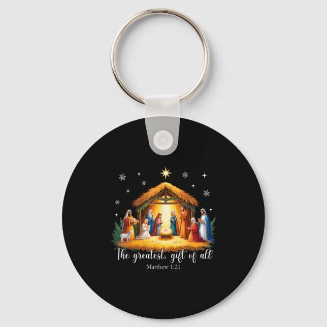 The Greatest Gift For All Christmas Nativity Jesus Key Ring (Front)