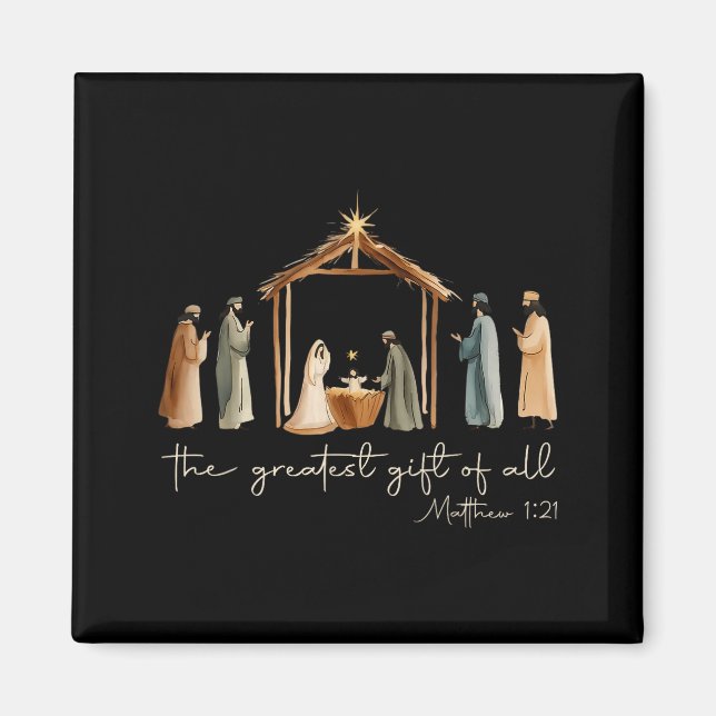 The Greatest Gift For All Christmas Nativity Jesus Magnet (Front)