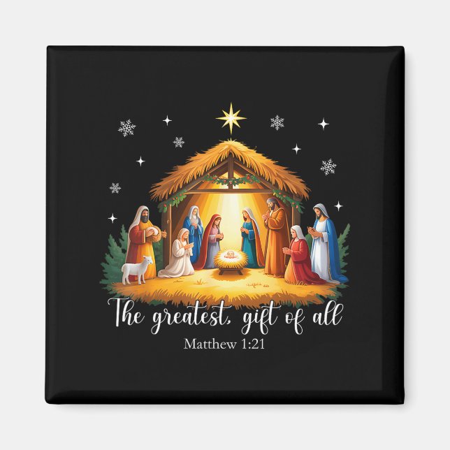 The Greatest Gift For All Christmas Nativity Jesus Magnet (Front)