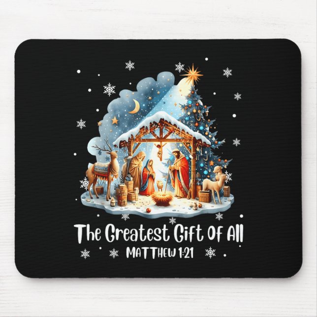 The Greatest Gift For All Christmas Nativity Jesus Mouse Mat (Front)