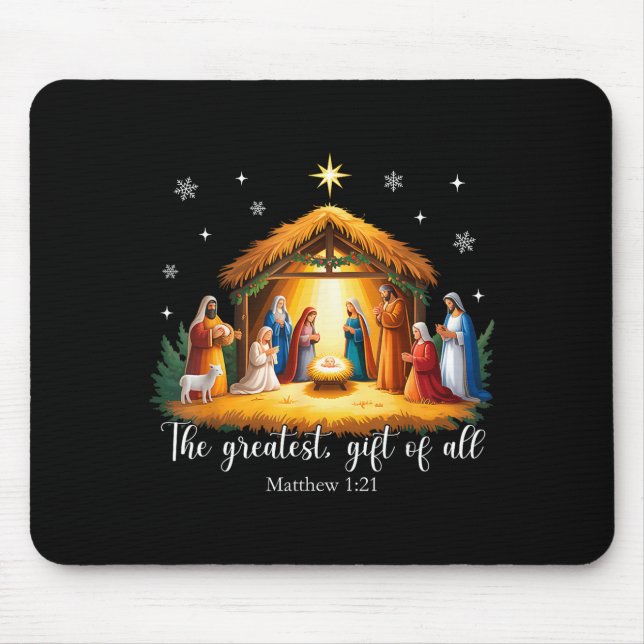 The Greatest Gift For All Christmas Nativity Jesus Mouse Mat (Front)