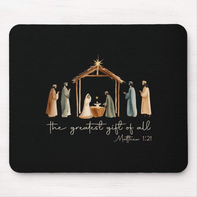 The Greatest Gift For All Christmas Nativity Jesus Mouse Mat (Front)