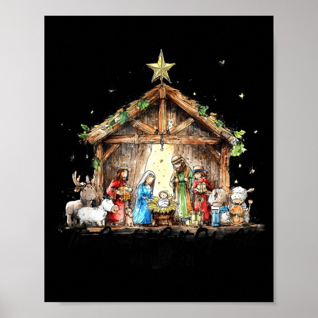 The Greatest Gift For All Christmas Nativity Jesus Poster (Front)