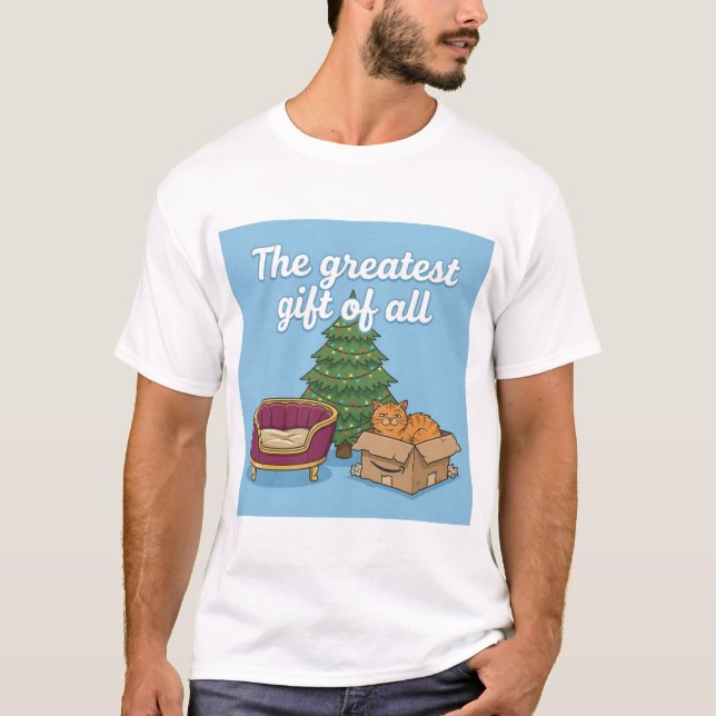 The Greatest Gift of All – Christmas Cat Tee (Front)