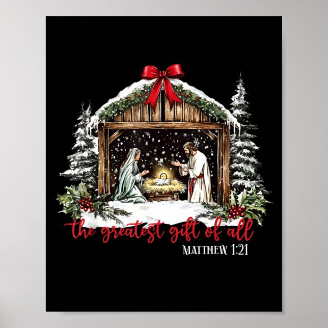 The Greatest Gift Of All Jesus Baby Christian Xmas Poster (Front)