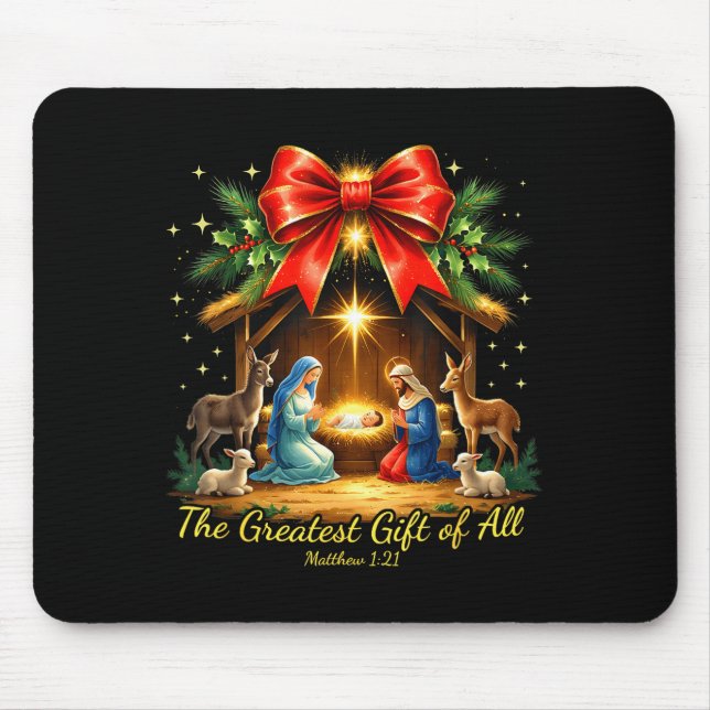 The Greatest Gift Of All Nativity Christian Christ Mouse Mat (Front)