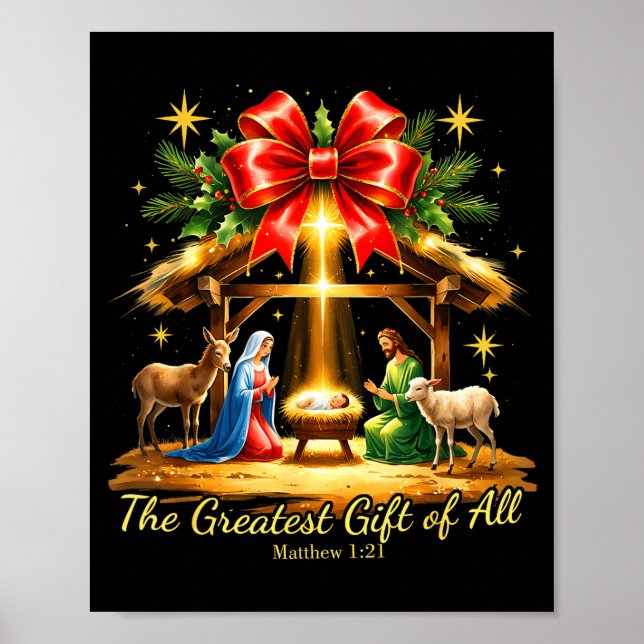 The Greatest Gift Of All Nativity Christian Christ Poster (Front)