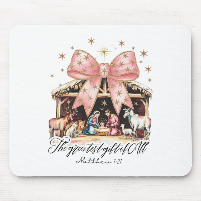 The Greatest Gift Of All Nativity Jesus Christian  Mouse Mat (Front)