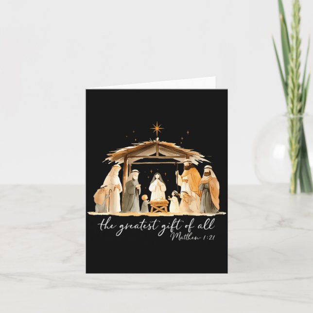 The Greatest Gift Of All Nativity Scene Christian  Card (Front)
