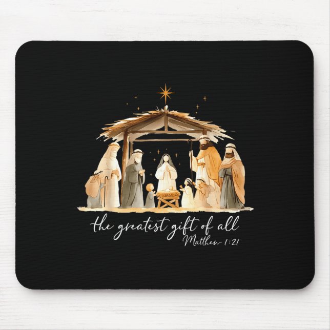 The Greatest Gift Of All Nativity Scene Christian  Mouse Mat (Front)