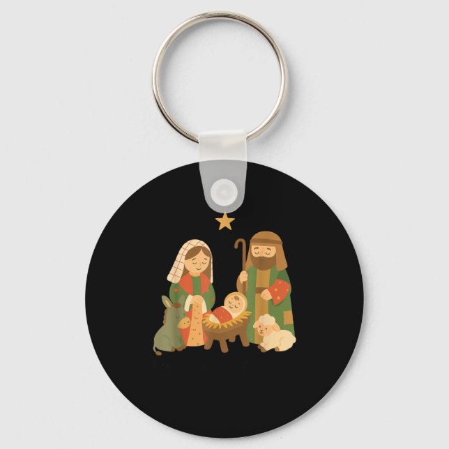The Greatest Gift Off All Nativity Scene Jesus Mat Key Ring (Front)