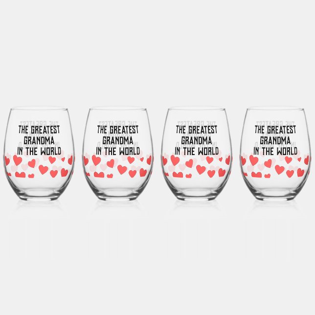 The Greatest Grandma In The World Custom Stemless Wine Glass (Front)