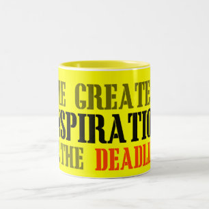 THE GREATEST INSPIRATION IS DEADLINE FUNNY MEME Two-Tone COFFEE MUG