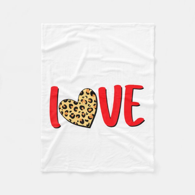 The Greatest Is Love Valentines Day Leopard Heart  Fleece Blanket (Front)