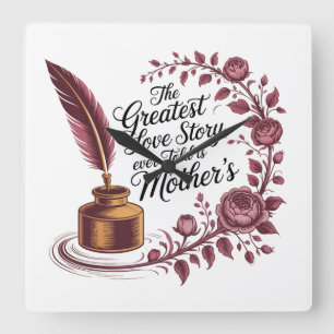 The Greatest Love Story Ever Told Is Mother's Square Wall Clock