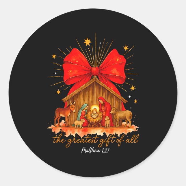 The Greatest Of All Christmas Nativity Scene Jesus Classic Round Sticker (Front)