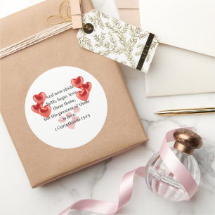 ".. the greatest of these in love."  Christian  Classic Round Sticker