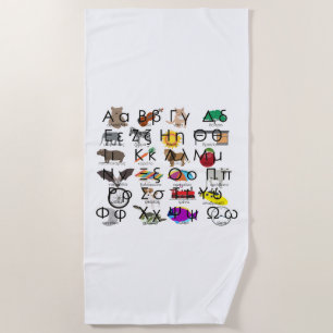 The Greek Alphabet Letters Words & Pictures Beach Towel