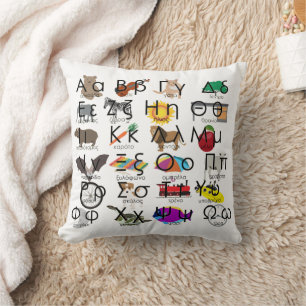 The Greek Alphabet Letters Words & Pictures Cushion