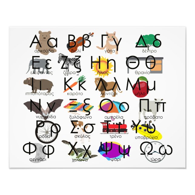 The Greek Alphabet Letters Words & Pictures Photo Print (Front)