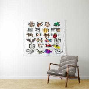 The Greek Alphabet Letters Words & Pictures Tapestry