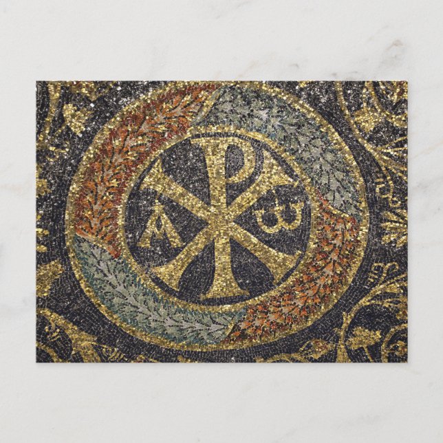 The Greek Chi Rho Byzantine Mosaic Icon  Postcard (Front)