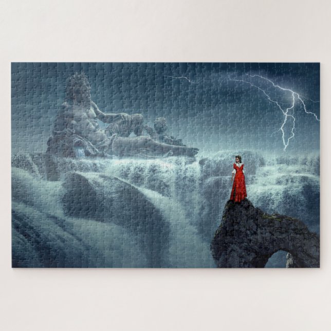 The Greek God and the Woman in Red Jigsaw Puzzle (Horizontal)