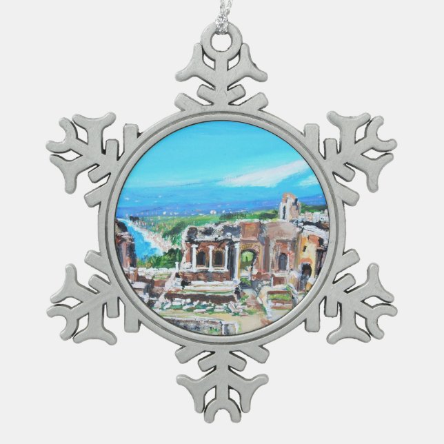 The Greek Theatre - Pewter Snowflake Ornament (Front)