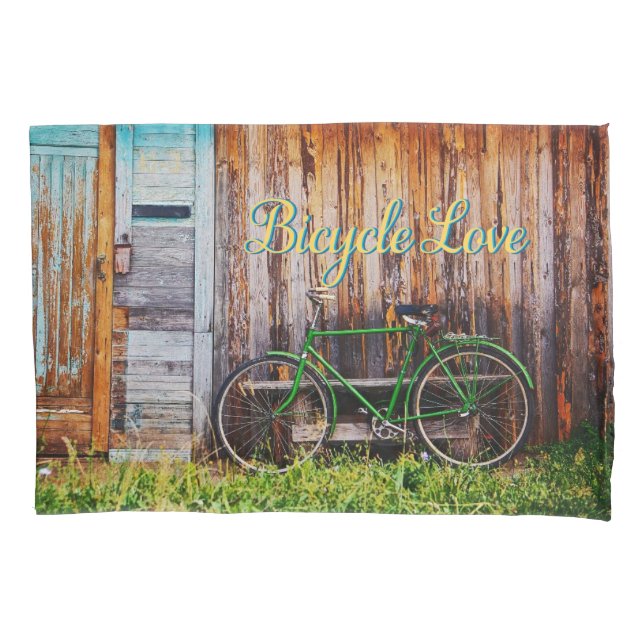 The Green Bicycle 1 Pillowcase (Front)