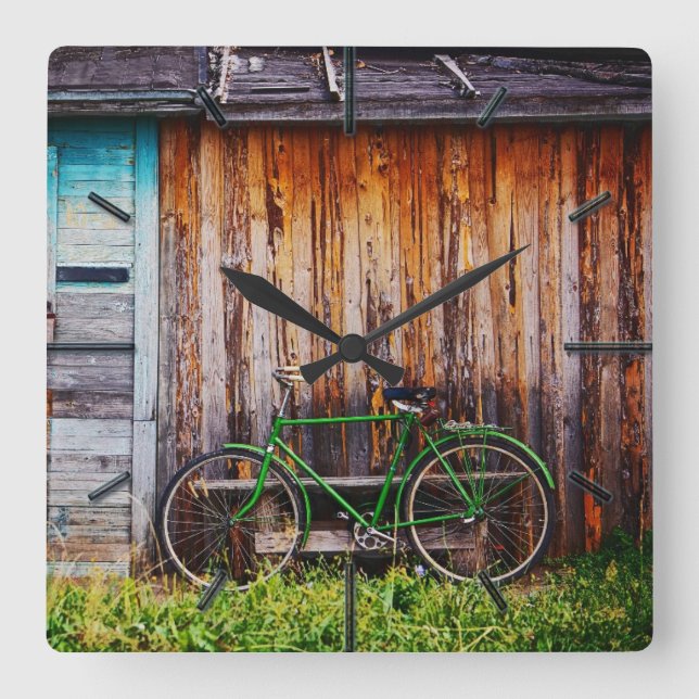 The Green Bicycle 1 Wall Clocks (Front)
