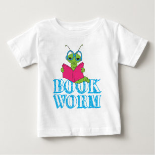 The Green Brilliant Cartoon Bookworm Book Worm Baby T-Shirt