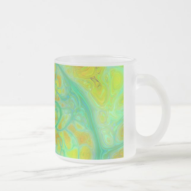 The Green Earth – Teal & Gold Tides Frosted Glass Coffee Mug (Right)
